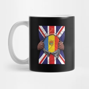 Moldova Flag Great Britain Flag Ripped - Gift for Moldovan From Moldova Mug